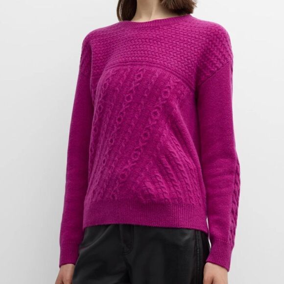 Neiman Marcus Cashmere Mixed Cable-knit Sweater In Ultraviolet-BB9 - Picture 1 of 5